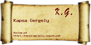 Kapsa Gergely névjegykártya